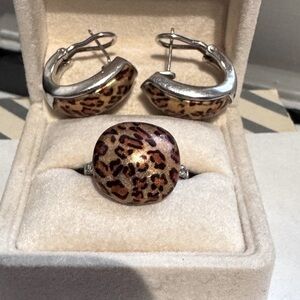 🐾 RARE Vintage Sterling Silver Panther Print Earrings & Ring Set–Fierce, Fun 🐾